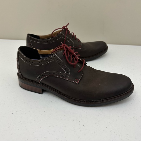 SALE! Men’s Bostonian Lace Up Brown Oxford Dress Shoes Size 9.5 w Maroon Laces - Picture 5 of 16